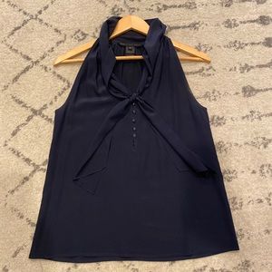 Silk Mark Jacobs Navy Sleeveless Tie Front Blouse